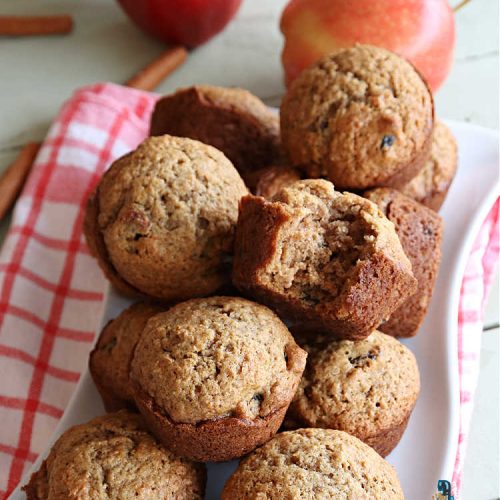 Applesauce Raisin Muffins | Can't Stay Out of the Kitchen | these lovely #muffins are filled with #applesauce, #raisins, #cinnamon & #allspice to give them flavor. Every bite is heavenly. Great for a weekend, company or #holiday #breakfast or #brunch. #apples #ApplesauceRaisinMuffins