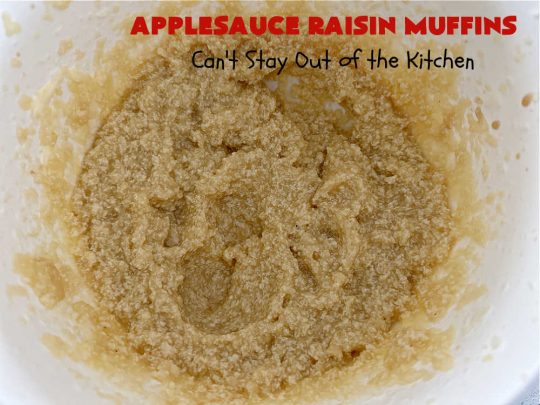 Applesauce Raisin Muffins | Can't Stay Out of the Kitchen | these lovely #muffins are filled with #applesauce, #raisins, #cinnamon & #allspice to give them flavor. Every bite is heavenly. Great for a weekend, company or #holiday #breakfast or #brunch. #apples #ApplesauceRaisinMuffins