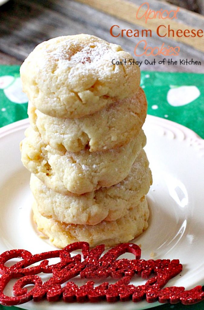 Apricot Cream Cheese Cookies | Can't Stay Out of the Kitchen | these are some of our favorite #christmas #cookies. These thumbprint cookies have #apricot preserves in the center. #dessert