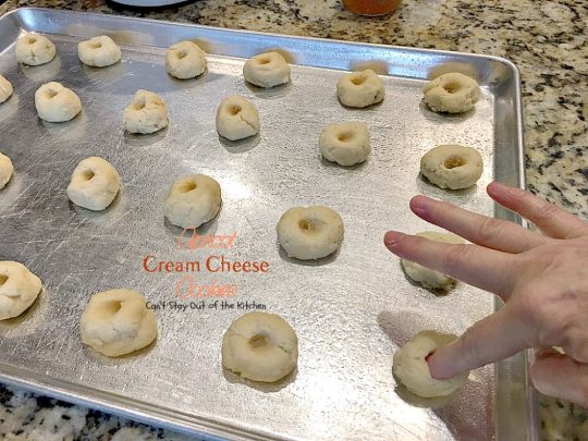 Apricot Cream Cheese Cookies | Can't Stay Out of the Kitchen | these are some of our favorite #christmas #cookies. These thumbprint cookies have #apricot preserves in the center. #dessert