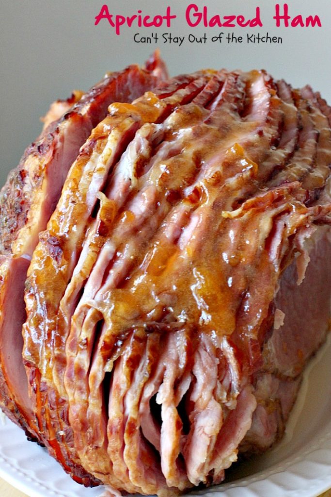 Apricot Glazed Ham | Can't Stay Out of the Kitchen | one of the easiest, most succulent & delicious ways to prepare #ham for #holiday menus. This one gives instructions on how to carve a #spiral-cutham. #glutenfree