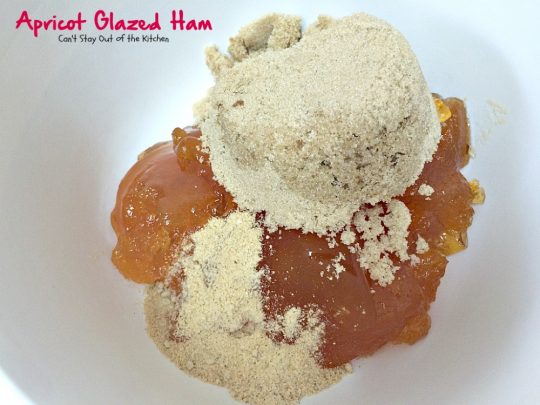 Apricot Glazed Ham | Can't Stay Out of the Kitchen | one of the easiest, most succulent & delicious ways to prepare #ham for #holiday menus. This one gives instructions on how to carve a #spiral-cutham. #glutenfree