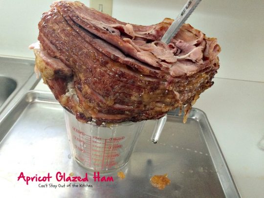 Apricot Glazed Ham | Can't Stay Out of the Kitchen | one of the easiest, most succulent & delicious ways to prepare #ham for #holiday menus. This one gives instructions on how to carve a #spiral-cutham. #glutenfree