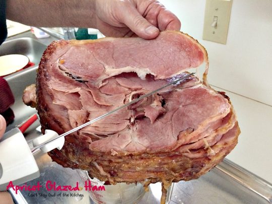 Apricot Glazed Ham | Can't Stay Out of the Kitchen | one of the easiest, most succulent & delicious ways to prepare #ham for #holiday menus. This one gives instructions on how to carve a #spiral-cutham. #glutenfree