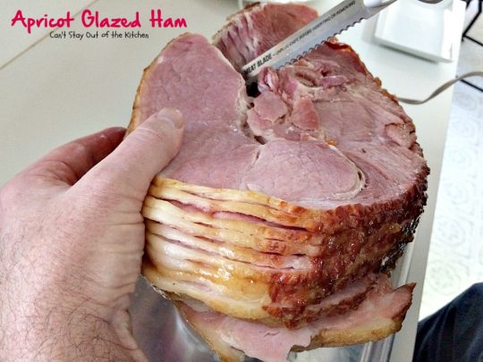 Apricot Glazed Ham | Can't Stay Out of the Kitchen | one of the easiest, most succulent & delicious ways to prepare #ham for #holiday menus. This one gives instructions on how to carve a #spiral-cutham. #glutenfree