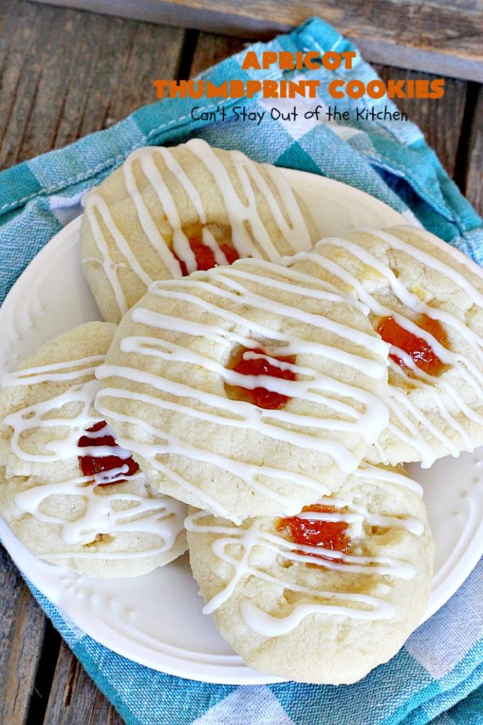 Apricot Thumbprint Cookies | Can't Stay Out of the Kitchen | these delicious #cookies are family favorites. Perfect for any #holiday, potluck, baby shower or other party. #apricot #dessert