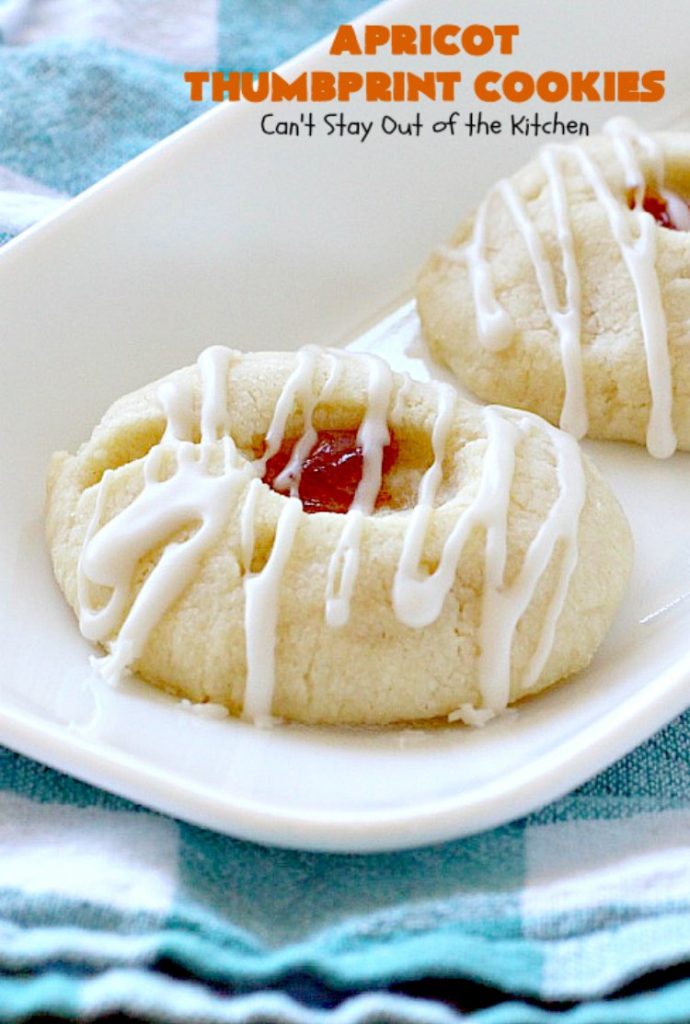 Apricot Thumbprint Cookies | Can't Stay Out of the Kitchen | these delicious #cookies are family favorites. Perfect for any #holiday, potluck, baby shower or other party. #apricot #dessert