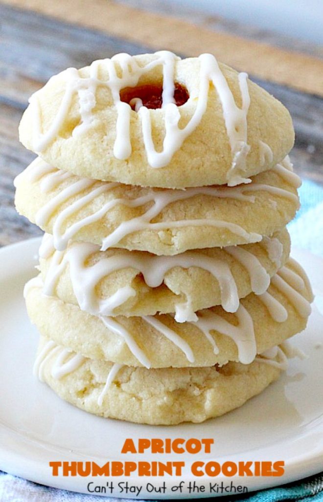 Apricot Thumbprint Cookies | Can't Stay Out of the Kitchen | these delicious #cookies are family favorites. Perfect for any #holiday, potluck, baby shower or other party. #apricot #dessert