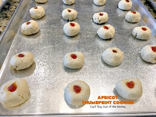 Apricot Thumbprint Cookies | Can't Stay Out of the Kitchen | these delicious #cookies are family favorites. Perfect for any #holiday, potluck, baby shower or other party. #apricot #dessert