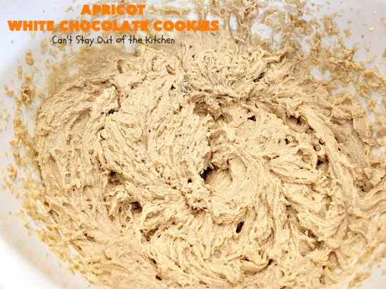 Apricot White Chocolate Cookies | Can't Stay Out of the Kitchen | these fantastic #cookies include dried #apricots, #almonds & white #chocolate chips. They're terrific for #holiday baking & #Christmas cookie exchanges. #dessert