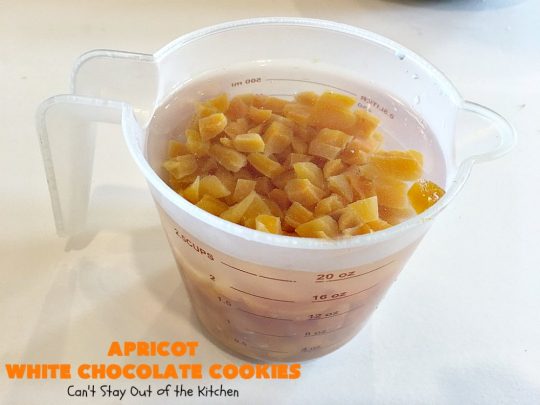 Apricot White Chocolate Cookies | Can't Stay Out of the Kitchen | these fantastic #cookies include dried #apricots, #almonds & white #chocolate chips. They're terrific for #holiday baking & #Christmas cookie exchanges. #dessert