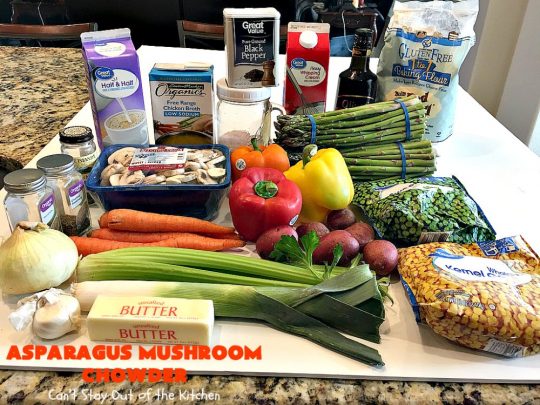 Asparagus Mushroom Chowder | Can't Stay Out of the Kitchen | this easy & delicious 30-minute #soup recipe is fantastic. It's perfect for weeknight dinners when you're short on time. Plus, it's heavenly comfort food on cold winter days. #asparagus #corn #glutenfree #peas #mushrooms 