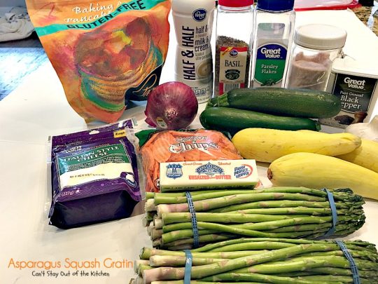 Asparagus Squash Gratin | Can't Stay Out of the Kitchen | amazing side dish with #asparagus #zucchini #carrots & #yellowsquash. This one has a wonderfully flavored cheese sauce. Great for the #holidays. #glutenfree