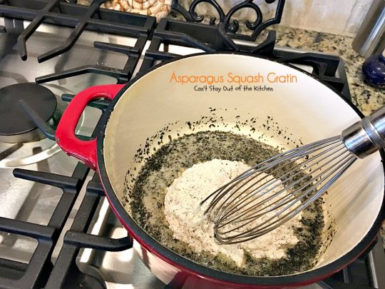 Asparagus Squash Gratin | Can't Stay Out of the Kitchen | amazing side dish with #asparagus #zucchini #carrots & #yellowsquash. This one has a wonderfully flavored cheese sauce. Great for the #holidays. #glutenfree