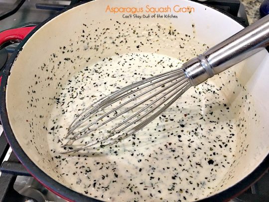 Asparagus Squash Gratin | Can't Stay Out of the Kitchen | amazing side dish with #asparagus #zucchini #carrots & #yellowsquash. This one has a wonderfully flavored cheese sauce. Great for the #holidays. #glutenfree