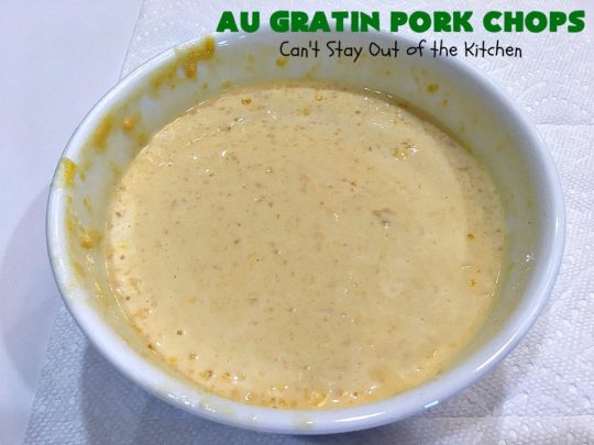 Au Gratin Pork Chops | Can't Stay Out of the Kitchen | fantastic & easy one-dish meal with #AuGratinPotatoes, #GreenBeans & #PorkChops. The sauce packets include #CreamOfMushroomSoup & #CheddarCheeseSoup for exceptionally delicious flavors. #AuGratinPorkChops