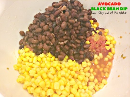 Avocado Black Bean Dip | Can't Stay Out of the Kitchen | one of the best #TexMex #appetizers you'll ever taste! Perfect for summer #holidays like the #FourthofJuly or #LaborDay, the #SuperBowl or other tailgating parties, potlucks and backyard barbecues. #Avocado #corn #blackbeans #chilies #glutenfree #vegan