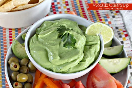 Avocado Cilantro Dip | Can't Stay Out of the Kitchen | one of the BEST #avocado #dips you will ever eat! This one is creamy from #Greekyogurt. #glutenfree #cilantro #appetizer