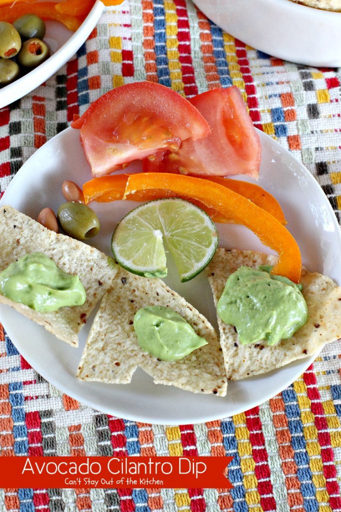 Avocado Cilantro Dip | Can't Stay Out of the Kitchen | one of the BEST #avocado #dips you will ever eat! This one is creamy from #Greekyogurt. #glutenfree #cilantro #appetizer
