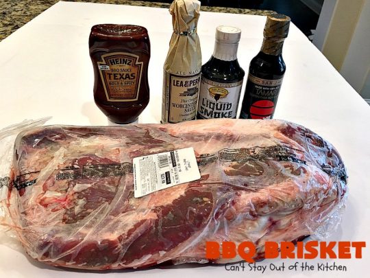 BBQ Brisket | Can't Stay Out of the Kitchen | best #BBQBrisket ever! This 5-ingredient recipe is perfect for summer #holiday fun like #MemorialDay, #FathersDay, #FourthofJuly or #LaborDay. Step-by-step pictures on how to cut the #brisket after it's cooked. #Beef #BBQ