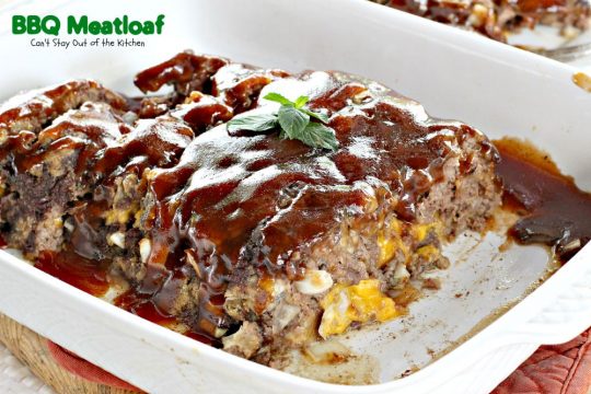 BBQ Meatloaf | Can't Stay Out of the Kitchen | this sensational #meatloaf is filled with #cheese and topped with your favorite #BBQ sauce for scrumptious, unbeatable flavor. #beef