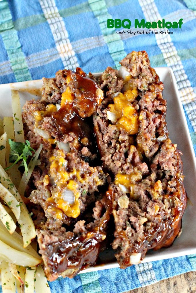 BBQ Meatloaf | Can't Stay Out of the Kitchen | this sensational #meatloaf is filled with #cheese and topped with your favorite #BBQ sauce for scrumptious, unbeatable flavor. #beef