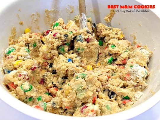 BEST M&M Cookies | Can't Stay Out of the Kitchen | These fabulous #cookies are divine! They start with #copycat #MrsFields #chocolate chip cookies but substitute #M&Ms. They are so heavenly. #dessert