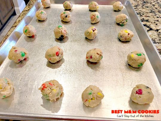 BEST M&M Cookies | Can't Stay Out of the Kitchen | These fabulous #cookies are divine! They start with #copycat #MrsFields #chocolate chip cookies but substitute #M&Ms. They are so heavenly. #dessert