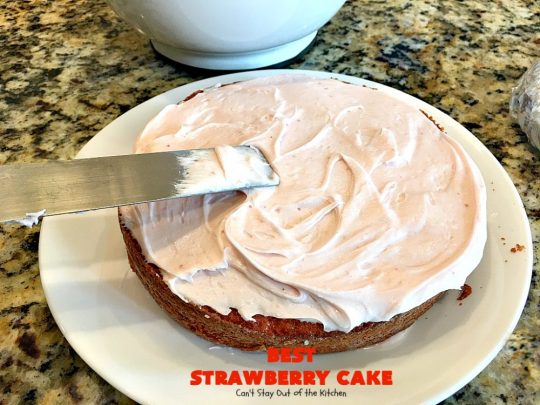 BEST Strawberry Cake | Can't Stay Out of the Kitchen | this is the best, richest, most decadent #strawberry #cake ever! Perfect for #holidays & special occasions like #MothersDay, #FathersDay or #ValentinesDay. #dessert