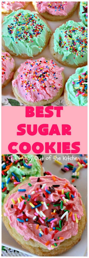 BEST Sugar Cookies! | Can't Stay Out of the Kitchen | these #sugarcookies are divine with an amazing frosting to die for. We love making these for #holiday baking & #Christmas #cookie exchanges. Everyone gobbles them up! #dessert