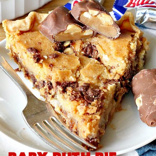 Baby Ruth Pie | Can't Stay Out of the Kitchen | this outrageously delicious #pie is made with #BabyRuthBars. It has all the #chocolate,#caramel & #peanut flavor you love in a #dessert. If you enjoy #BabyRuth candy bars, you'll go crazy over this amazing pie. #ValentinesDay #holiday #HolidayDessert #PeanutButterDessert #ChocolateDessert #CaramelDessert #BabyRuthPie