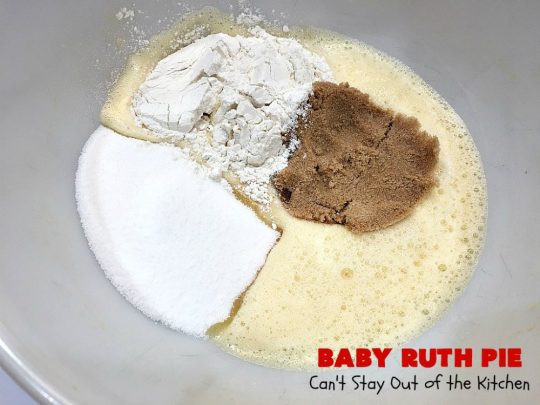 Baby Ruth Pie | Can't Stay Out of the Kitchen | this outrageously delicious #pie is made with #BabyRuthBars. It has all the #chocolate,#caramel & #peanut flavor you love in a #dessert. If you enjoy #BabyRuth candy bars, you'll go crazy over this amazing pie. #ValentinesDay #holiday #HolidayDessert #PeanutButterDessert #ChocolateDessert #CaramelDessert #BabyRuthPie