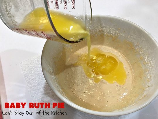 Baby Ruth Pie | Can't Stay Out of the Kitchen | this outrageously delicious #pie is made with #BabyRuthBars. It has all the #chocolate,#caramel & #peanut flavor you love in a #dessert. If you enjoy #BabyRuth candy bars, you'll go crazy over this amazing pie. #ValentinesDay #holiday #HolidayDessert #PeanutButterDessert #ChocolateDessert #CaramelDessert #BabyRuthPie