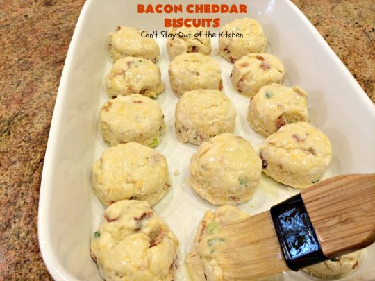 Bacon Cheddar Biscuits | Can't Stay Out of the Kitchen | absolutely the BEST #Biscuits ever! These are so mouthwatering you'll have a hard time not gorging yourself! Terrific for dinner or for a weekend or #holiday #breakfast. #Bacon #Chives #CheddarCheese #BaconCheddarBiscuits #BaconBiscuits #Pork #Easter #EasterSideDish #MothersDay #MothersDaySideDish #FathersDay #FathersDaySideDish