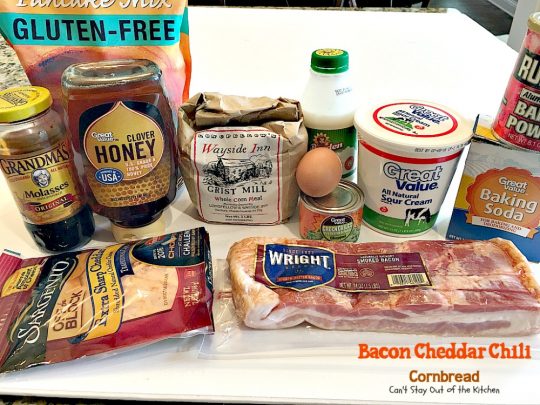 Bacon Cheddar Chili Cornbread | Can't Stay Out of the Kitchen | this #cornbread is absolutely spectacular! #bacon #cheddarcheese and #greenchilies make this so mouthwatering you'll be drooling from the first bite! #glutenfree