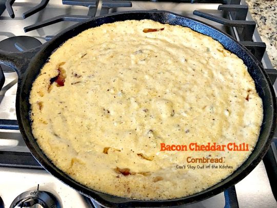 Bacon Cheddar Chili Cornbread | Can't Stay Out of the Kitchen | this #cornbread is absolutely spectacular! #bacon #cheddarcheese and #greenchilies make this so mouthwatering you'll be drooling from the first bite! #glutenfree