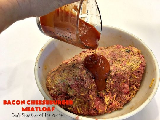 Bacon Cheeseburger Meatloaf | Can't Stay Out of the Kitchen | this awesome #PaulaDeen #meatloaf is incredible. It tastes like eating #bacon #cheeseburgers with #FrenchFriedOnions on top. Our company loved this meatloaf. #beef