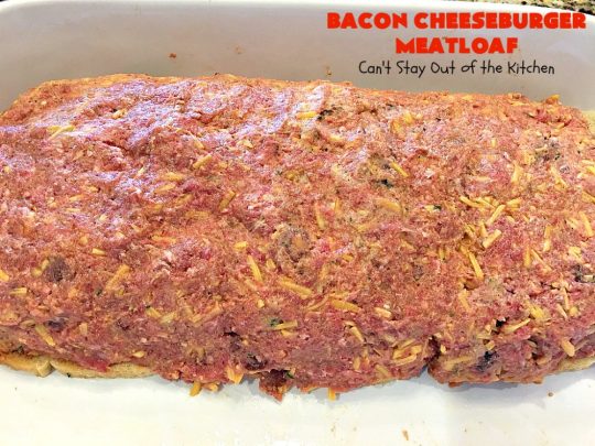 Bacon Cheeseburger Meatloaf | Can't Stay Out of the Kitchen | this awesome #PaulaDeen #meatloaf is incredible. It tastes like eating #bacon #cheeseburgers with #FrenchFriedOnions on top. Our company loved this meatloaf. #beef