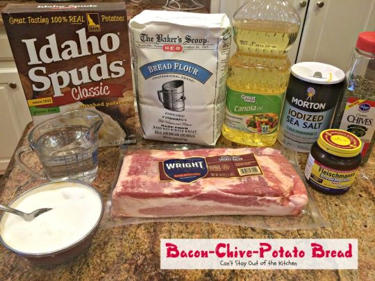 Bacon-Chive-Potato Bread | Can't Stay Out of the Kitchen | quick and easy #bread for the #breadmaker. #Bacon makes this bread spectacular!