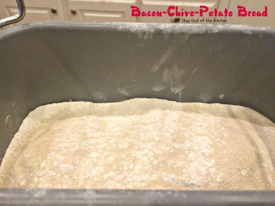 Bacon-Chive-Potato Bread | Can't Stay Out of the Kitchen | quick and easy #bread for the #breadmaker. #Bacon makes this bread spectacular!