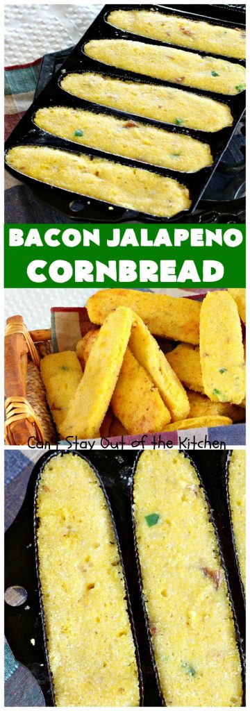 Bacon Jalapeno Cornbread | Can't Stay Out of the Kitchen | these #CornPones are absolutely delicious. They're made with #GreekYogurt & #GlutenFree flour. They also use #bacon, #jalapenos & #Gruyere #cheese. Great side for #FathersDay or any #TexMex meal. #cornbread #BaconJalapenoCornbread
