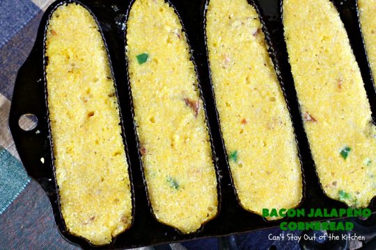 Bacon Jalapeno Cornbread | Can't Stay Out of the Kitchen | these  #CornPones are absolutely delicious. They're made with #GreekYogurt & #GlutenFree flour. They also use #bacon, #jalapenos & #Gruyere #cheese. Great side for #FathersDay or any #TexMex meal. #cornbread #BaconJalapenoCornbread