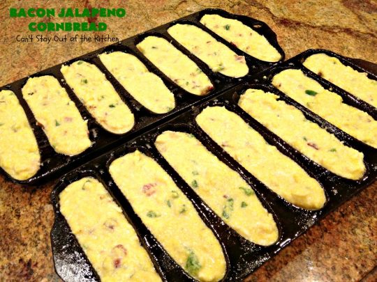 Bacon Jalapeno Cornbread | Can't Stay Out of the Kitchen | these  #CornPones are absolutely delicious. They're made with #GreekYogurt & #GlutenFree flour. They also use #bacon, #jalapenos & #Gruyere #cheese. Great side for #FathersDay or any #TexMex meal. #cornbread #BaconJalapenoCornbread
