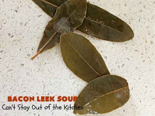 Bacon Leek Soup | Can't Stay Out of the Kitchen | This savory & scrumptious #soup includes #bacon, #leeks, #potatoes & #celery. It's flavored deliciously & wonderful as a comfort food meal with homemade bread. Warm yourself up with this tasty & easy soup #recipe. #GlutenFree #BaconLeekSoup