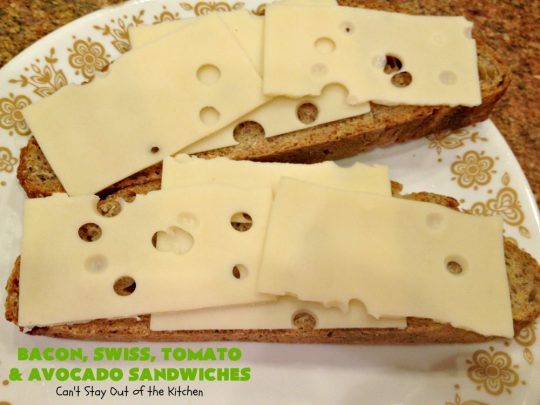 Bacon, Swiss, Tomato and Avocado Sandwiches | Can't Stay Out of the Kitchen | these monster-sized #sandwiches are hearty, filling & such satisfying comfort food. They're filled with #Bacon, #SwissCheese, #Avocados & #Tomatoes & grilled up to perfection. Great for #tailgating parties or weekend meals when you're short on time. #BaconSwissTomatoAndAvocadoSandwiches