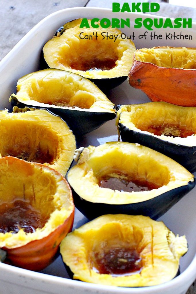 Baked Acorn Squash | Can't Stay Out of the Kitchen | this amazing 3-ingredient recipe is so easy & a fantastic way to get your kids to eat #acornsquash! It's the perfect side dish for company or #holiday dinners like #Easter or #MothersDay. #glutenfree