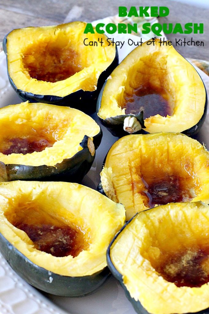 Baked Acorn Squash | Can't Stay Out of the Kitchen | this amazing 3-ingredient recipe is so easy & a fantastic way to get your kids to eat #acornsquash! It's the perfect side dish for company or #holiday dinners like #Easter or #MothersDay. #glutenfree