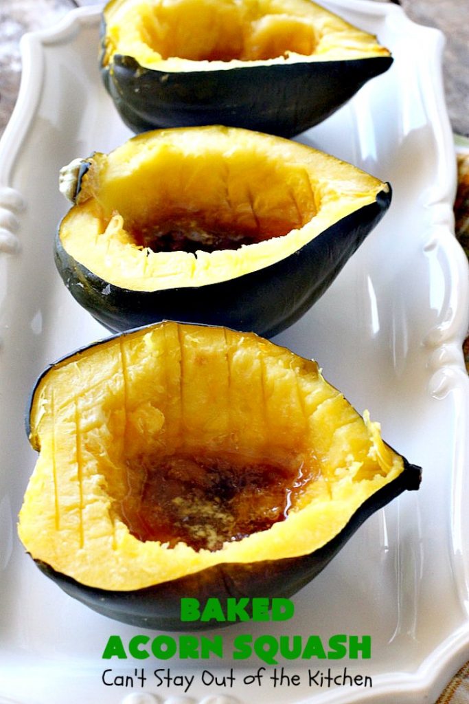 Baked Acorn Squash | Can't Stay Out of the Kitchen | this amazing 3-ingredient recipe is so easy & a fantastic way to get your kids to eat #acornsquash! It's the perfect side dish for company or #holiday dinners like #Easter or #MothersDay. #glutenfree