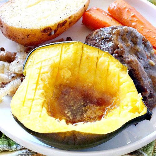 Baked Acorn Squash | Can't Stay Out of the Kitchen | this amazing 3-ingredient recipe is so easy & a fantastic way to get your kids to eat #acornsquash! It's the perfect side dish for company or #holiday dinners like #Easter or #MothersDay. #glutenfree