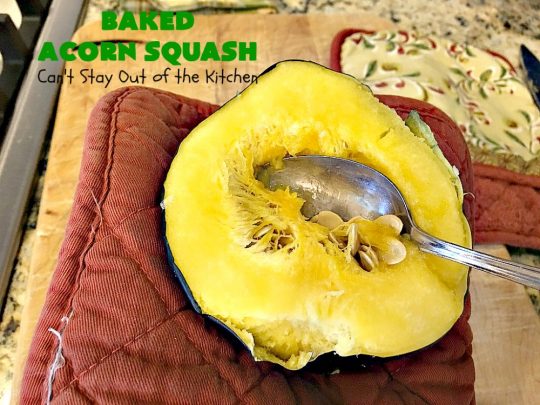 Baked Acorn Squash | Can't Stay Out of the Kitchen | this amazing 3-ingredient recipe is so easy & a fantastic way to get your kids to eat #acornsquash! It's the perfect side dish for company or #holiday dinners like #Easter or #MothersDay. #glutenfree